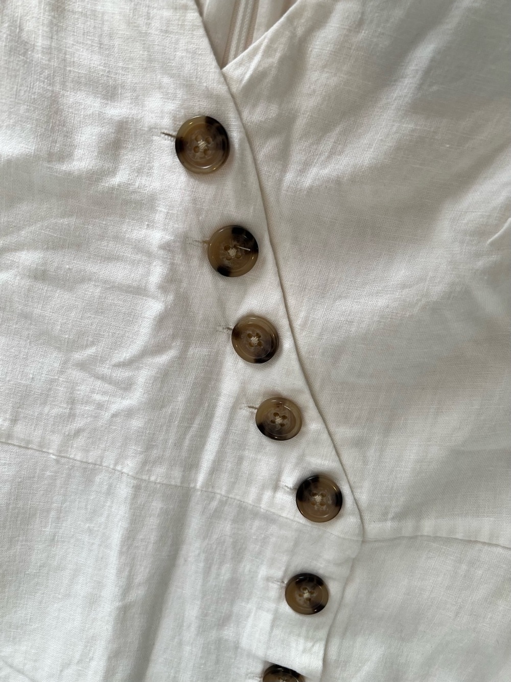 Madewell White Linen Blend Button Wrap Midi Dress - Picture 4 of 8
